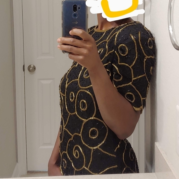 Vintage Sténay black and gold Sequinned Blouse - Picture 2 of 9